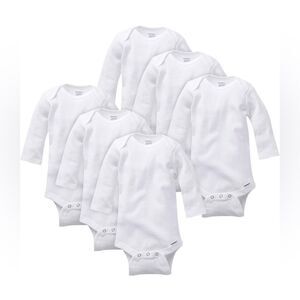 Gerber 6 pack of Classic White Long Sleeve Bodysuits